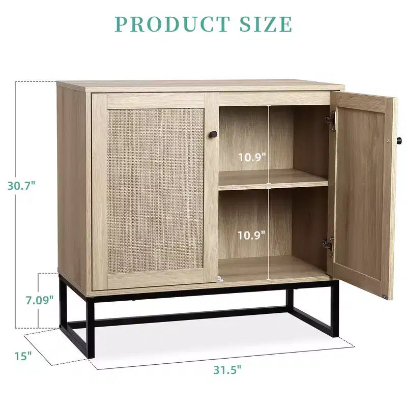 WhizMax Sideboard Buffet Storage Cabinet with Rattan Doors, Entryway Accent Table Kitchen Cupboard Console Table, Boho Storage Cabinet, Natural