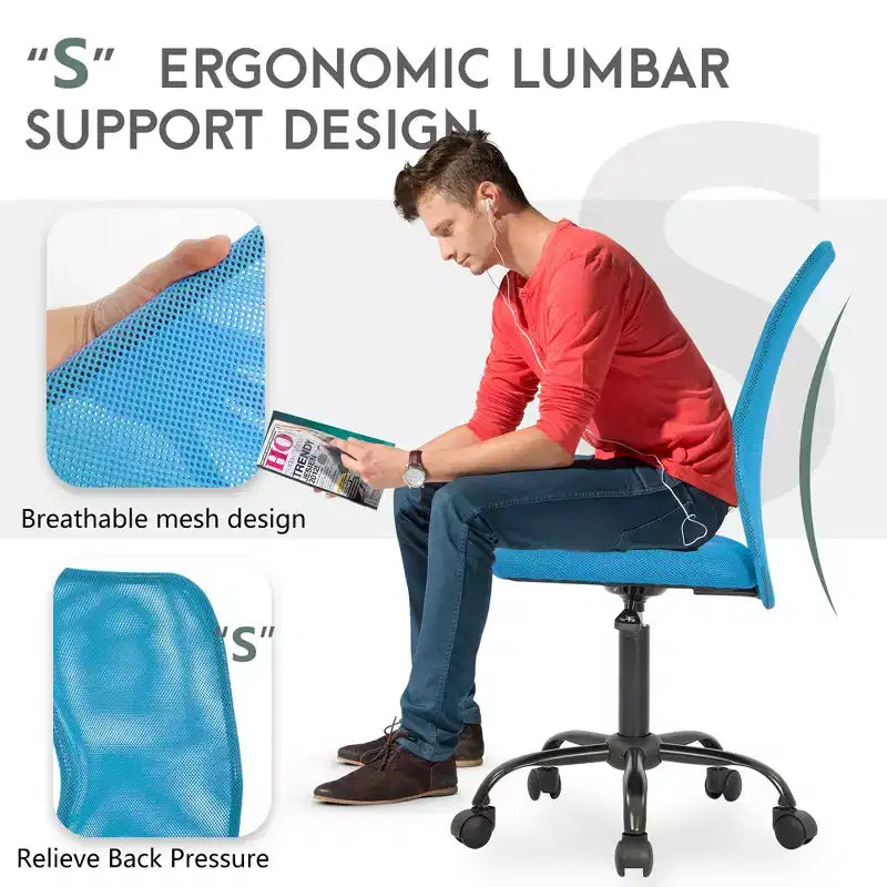 Mid Back Mesh Office Chair with Adjustable Lumbar Support - Armless