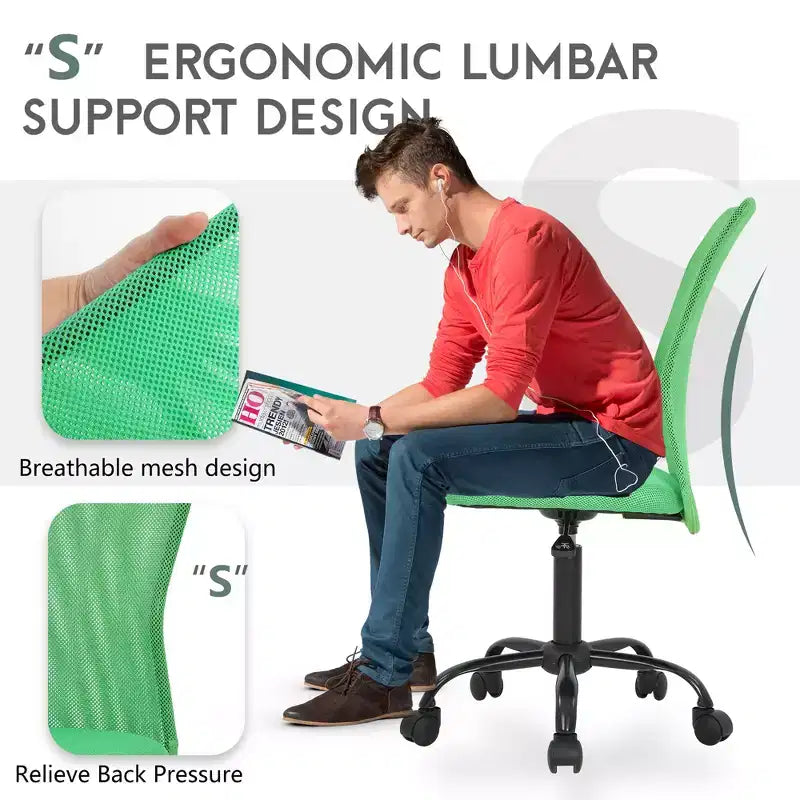 Mid Back Mesh Office Chair with Adjustable Lumbar Support - Armless