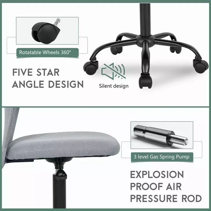 Mid Back Mesh Office Chair with Adjustable Lumbar Support - Armless