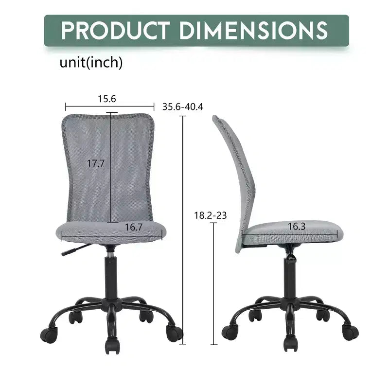 Mid Back Mesh Office Chair with Adjustable Lumbar Support - Armless