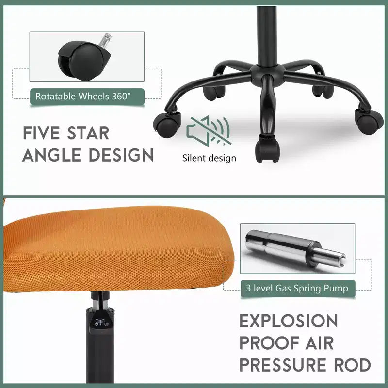 Mid Back Mesh Office Chair with Adjustable Lumbar Support - Armless