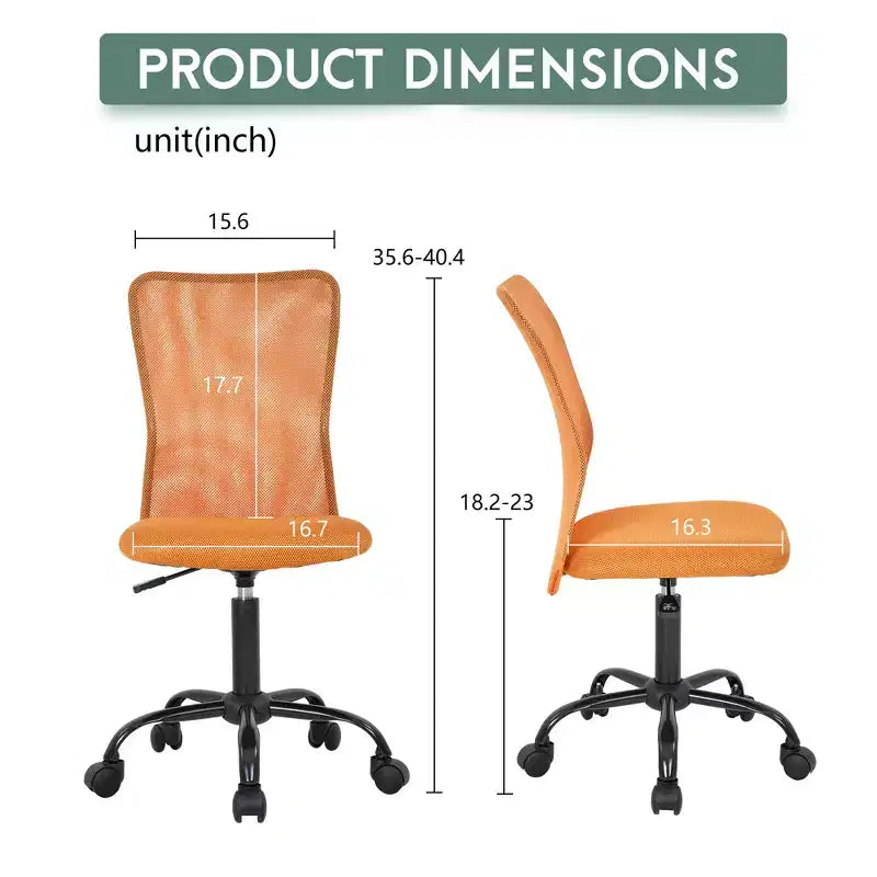 Mid Back Mesh Office Chair with Adjustable Lumbar Support - Armless