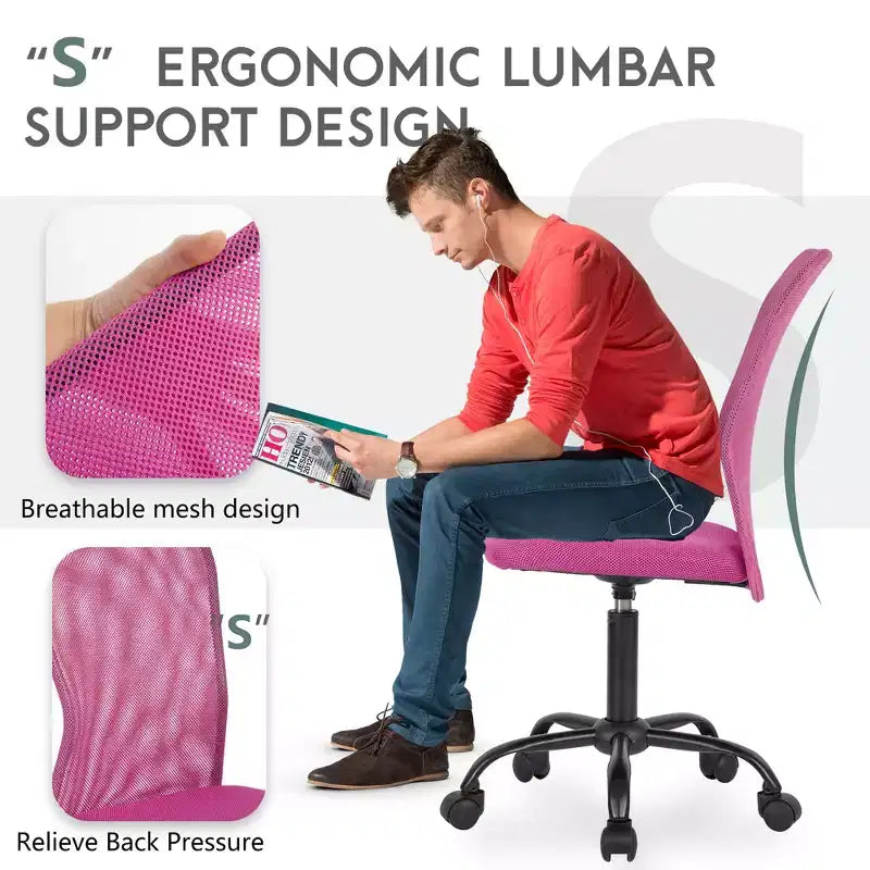 Mid Back Mesh Office Chair with Adjustable Lumbar Support - Armless