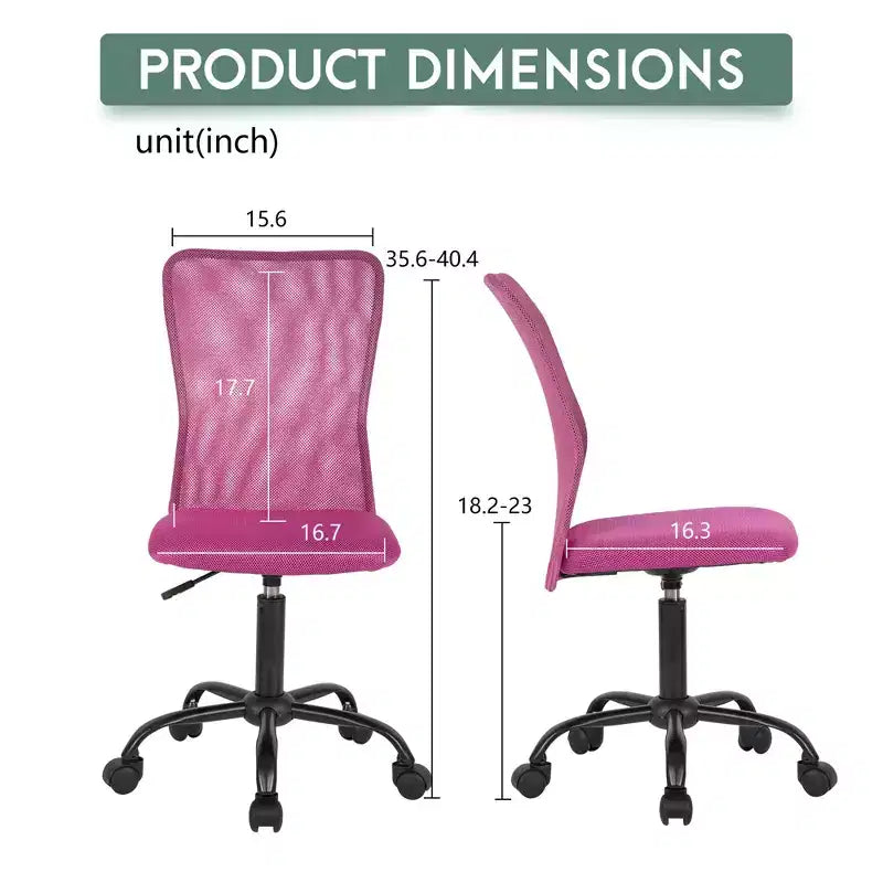Mid Back Mesh Office Chair with Adjustable Lumbar Support - Armless