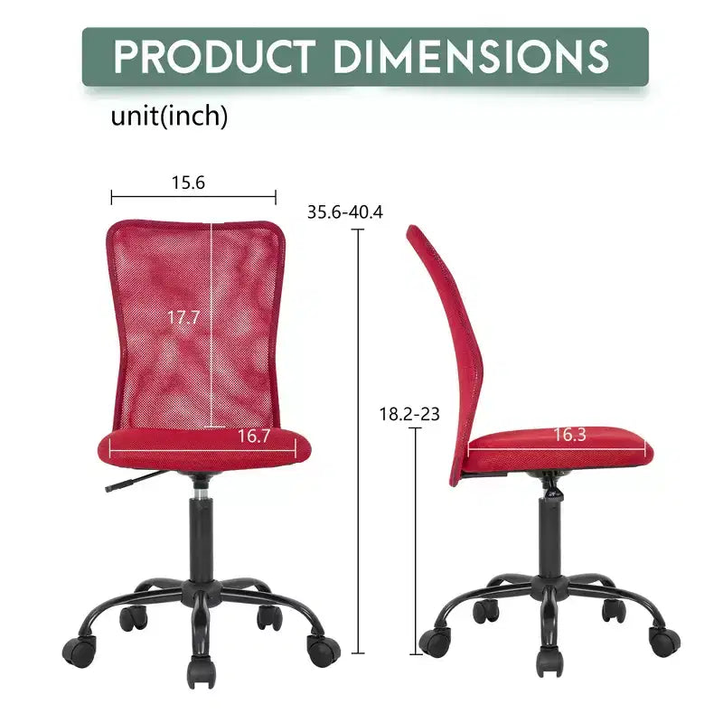 Mid Back Mesh Office Chair with Adjustable Lumbar Support - Armless