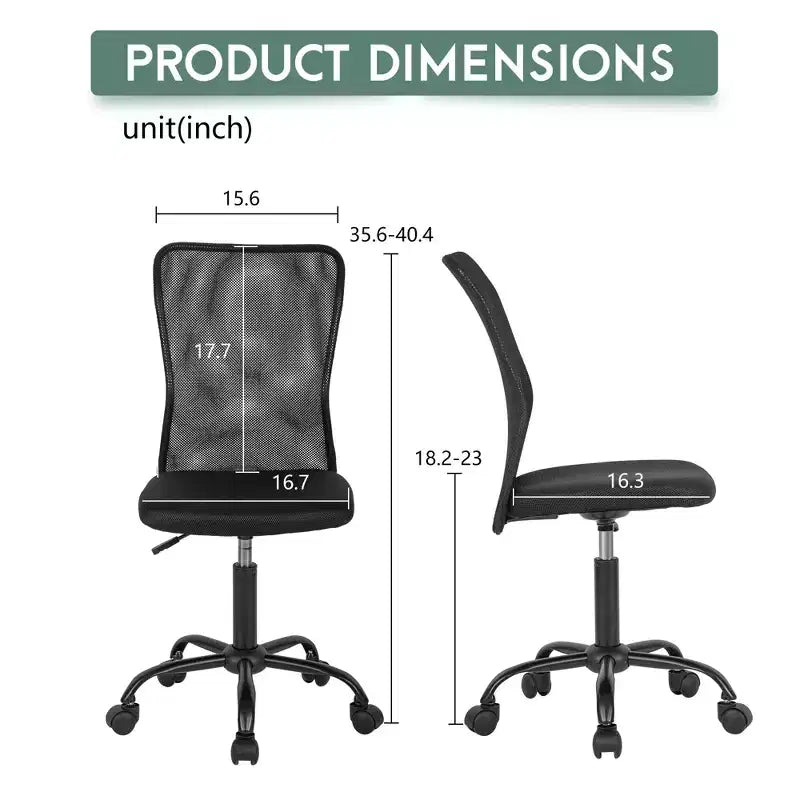 Mid Back Mesh Office Chair with Adjustable Lumbar Support - Armless