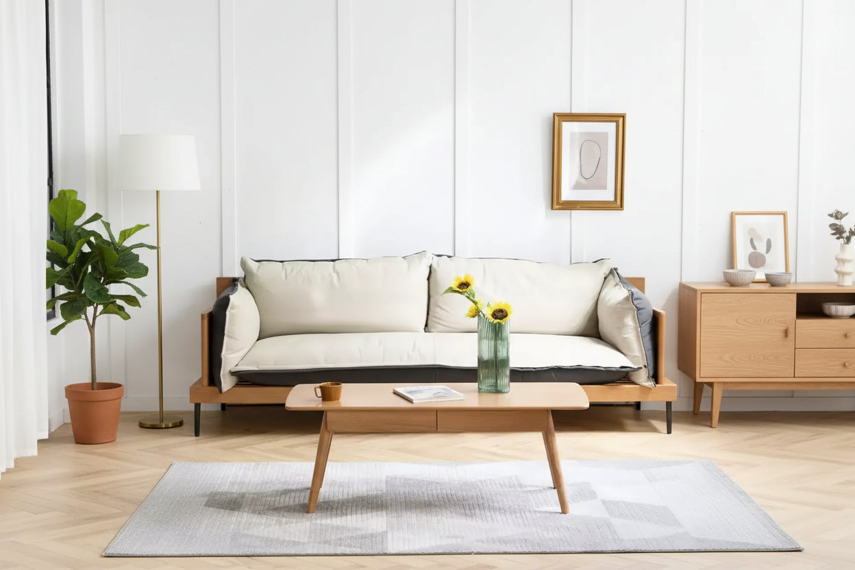 Coffee Table with Drawers, Wood Coffee Table, Center Table Low Table Solid Wood Top Plate Desk Study Writing Desk for Living Room Bedroom Entrayway