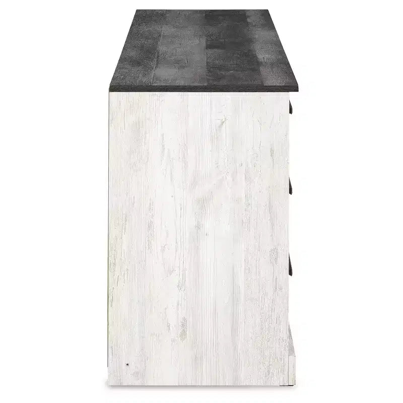 Signature Design by Ashley Shawburn Six Drawer Dresser, Two-Tone Whitewash and Rustic Gray, Modern Farmhouse