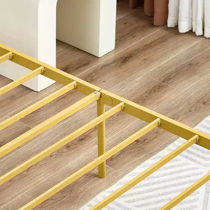 Metal Scroll Bed Frame with Upholstered Headboard & Footboard