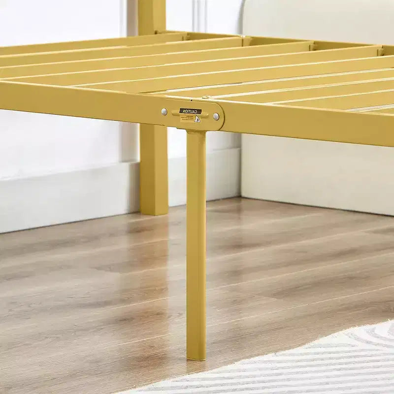 Metal Scroll Bed Frame with Upholstered Headboard & Footboard