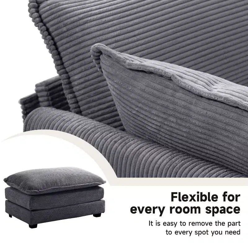 Hyleory Modern Corduroy Fabric Upholstered Accent Chair with Ottoman in