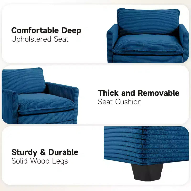 Hyleory Modern Corduroy Fabric Upholstered Accent Chair with Ottoman in