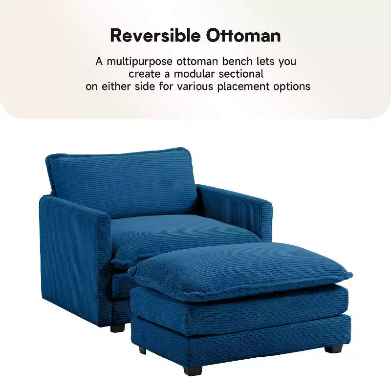 Hyleory Modern Corduroy Fabric Upholstered Accent Chair with Ottoman in