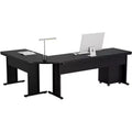 L-Shaped Executive Desk with 3-Drawer Mobile File Cabinet - 82.68"