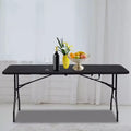 6-Foot Portable Fold-in-Half HDPE Folding Table - Seats 8-10, Black