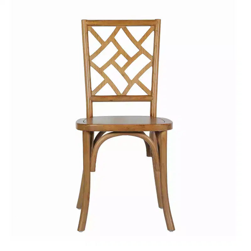Solid Wood Stackable Dining Chair with Intricate Back Detail