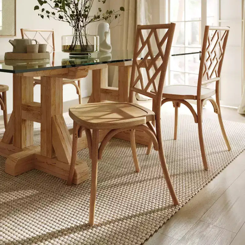 Solid Wood Stackable Dining Chair with Intricate Back Detail