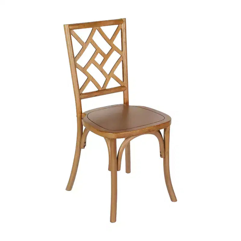 Solid Wood Stackable Dining Chair with Intricate Back Detail