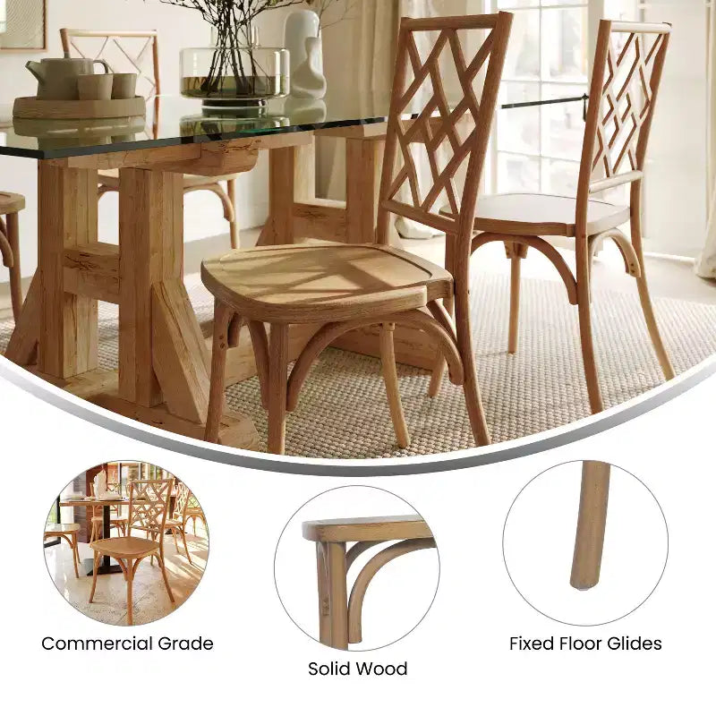 Solid Wood Stackable Dining Chair with Intricate Back Detail