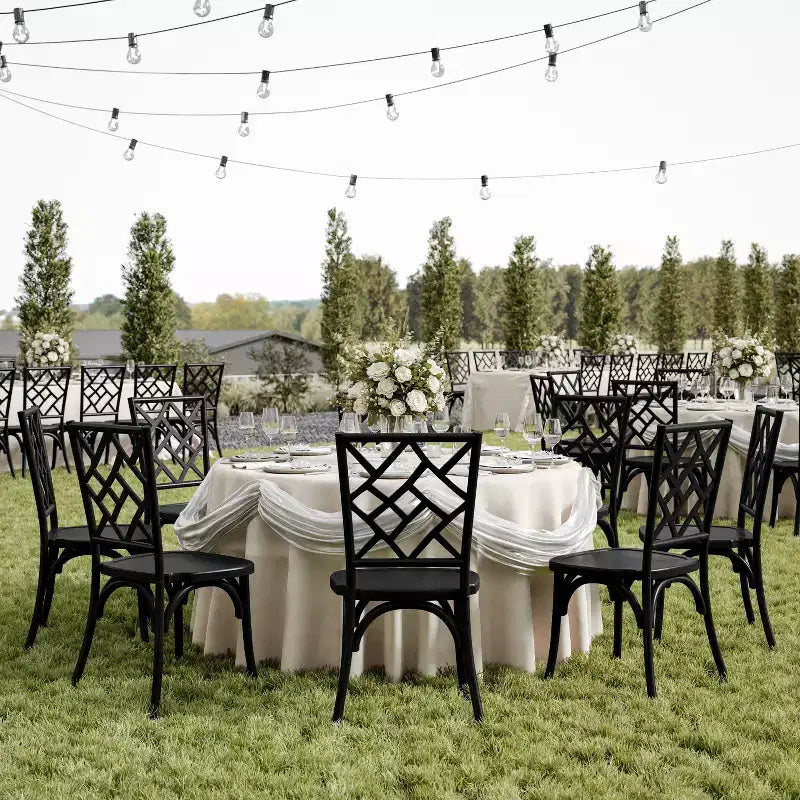 Solid Wood Stackable Dining Chair with Intricate Back Detail
