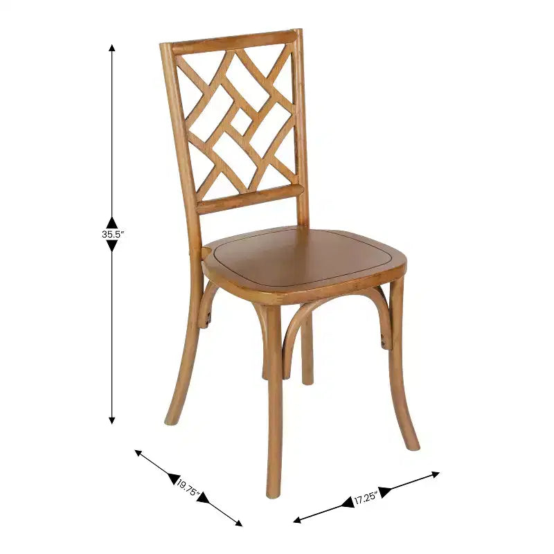 Solid Wood Stackable Dining Chair with Intricate Back Detail