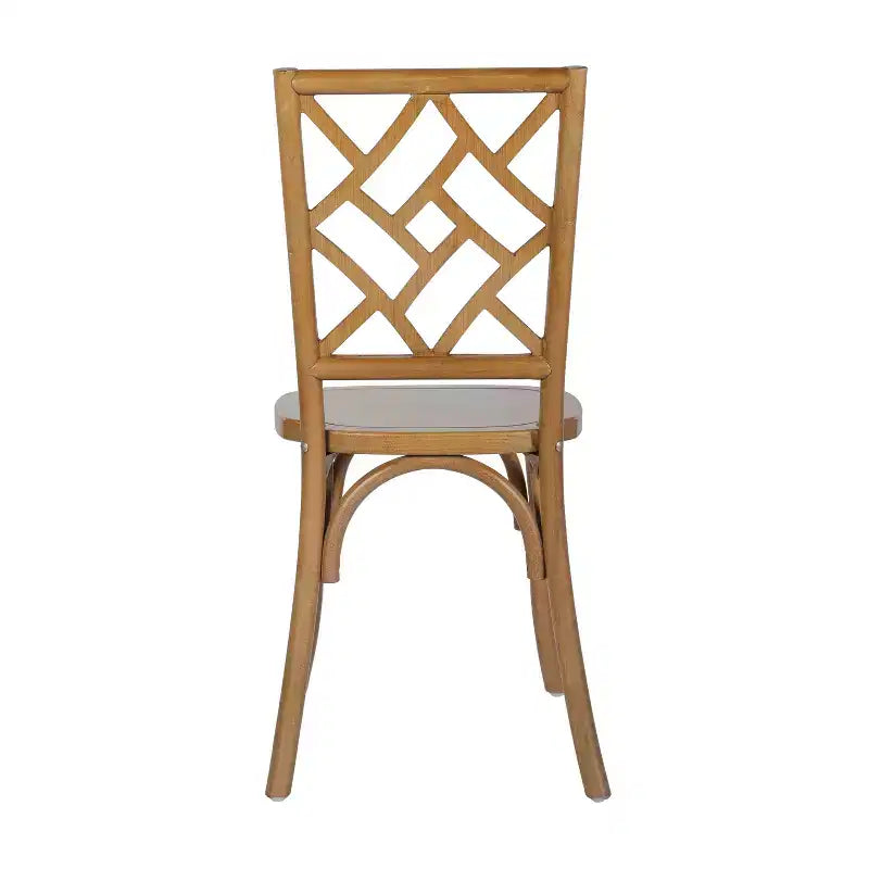 Solid Wood Stackable Dining Chair with Intricate Back Detail