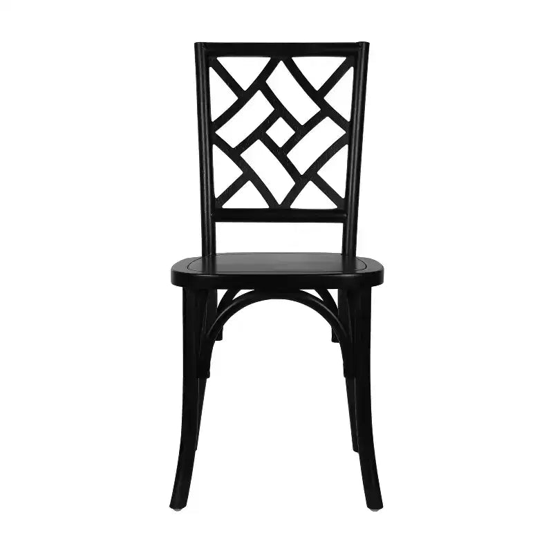Solid Wood Stackable Dining Chair with Intricate Back Detail