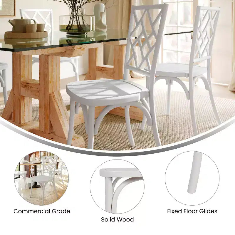 Solid Wood Stackable Dining Chair with Intricate Back Detail