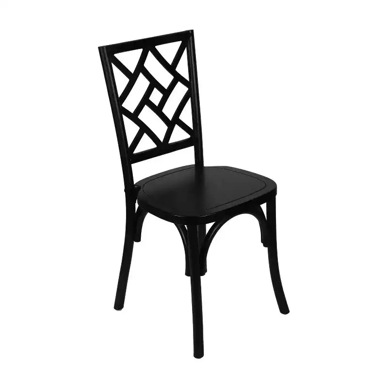 Solid Wood Stackable Dining Chair with Intricate Back Detail