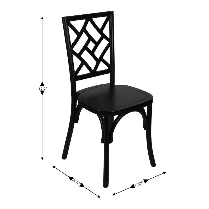 Solid Wood Stackable Dining Chair with Intricate Back Detail