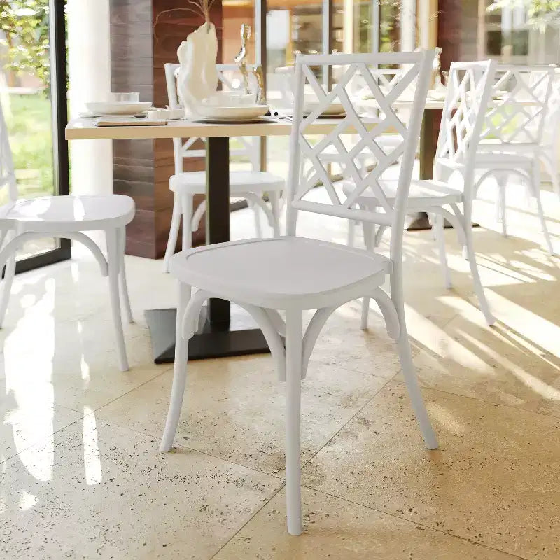 Solid Wood Stackable Dining Chair with Intricate Back Detail