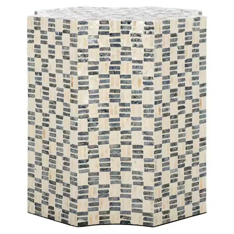 Round Accent Table with Sculptural Legs - White & Black