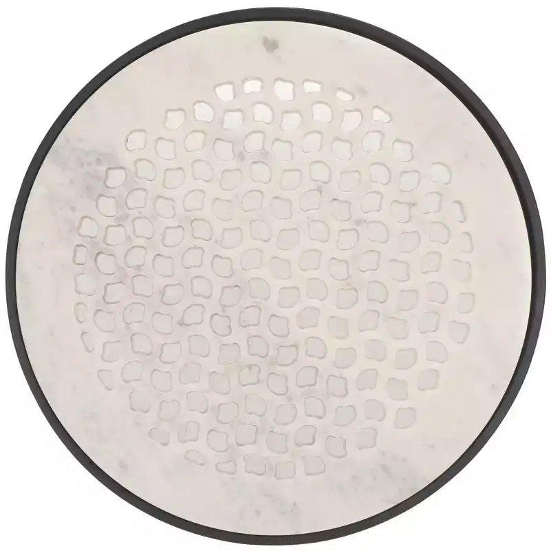 Round Marble Top Side Table with Black Iron Base - 19" Diameter