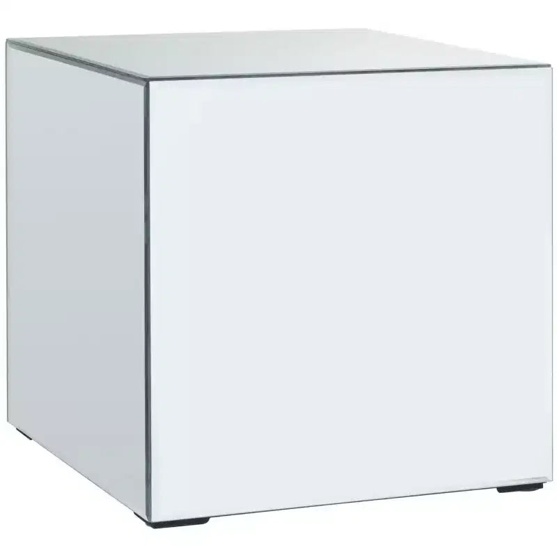 Square Mirrored Accent Table with Mirrored Sides & Top - Silver