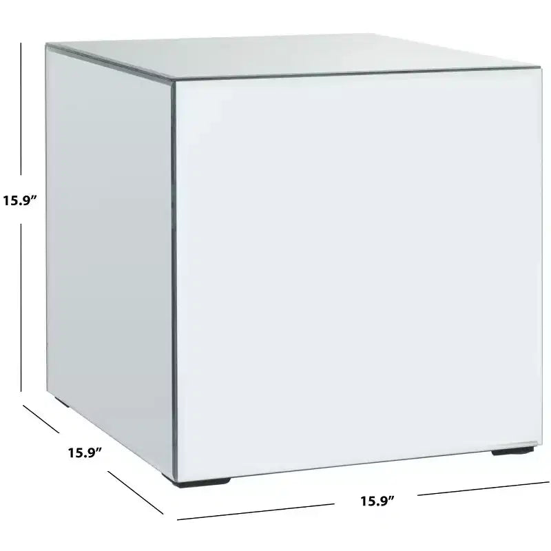 Square Mirrored Accent Table with Mirrored Sides & Top - Silver