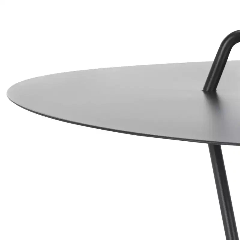 Round Iron Side Table with Angular Legs - Matte Black