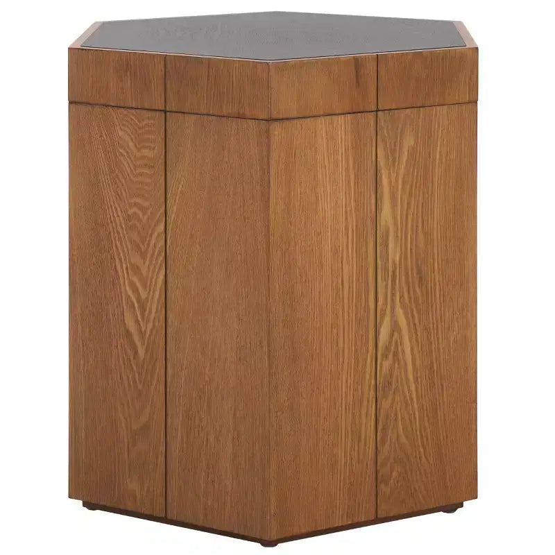 Hexagon Tray Top Accent Table with Hidden Storage - Mid-Century