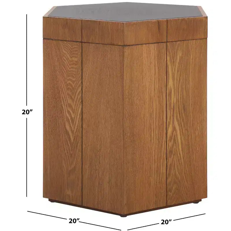 Hexagon Tray Top Accent Table with Hidden Storage - Mid-Century