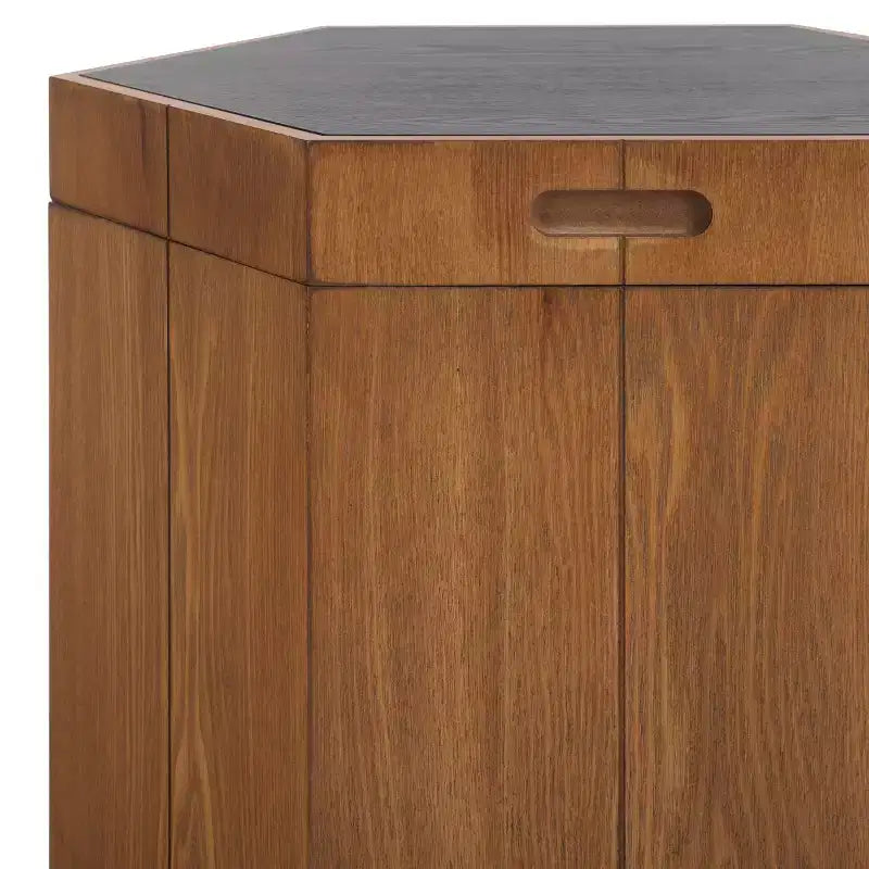 Hexagon Tray Top Accent Table with Hidden Storage - Mid-Century