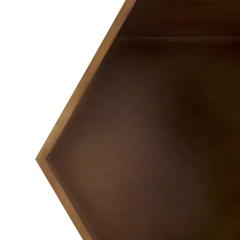Hexagon Tray Top Accent Table with Hidden Storage - Mid-Century