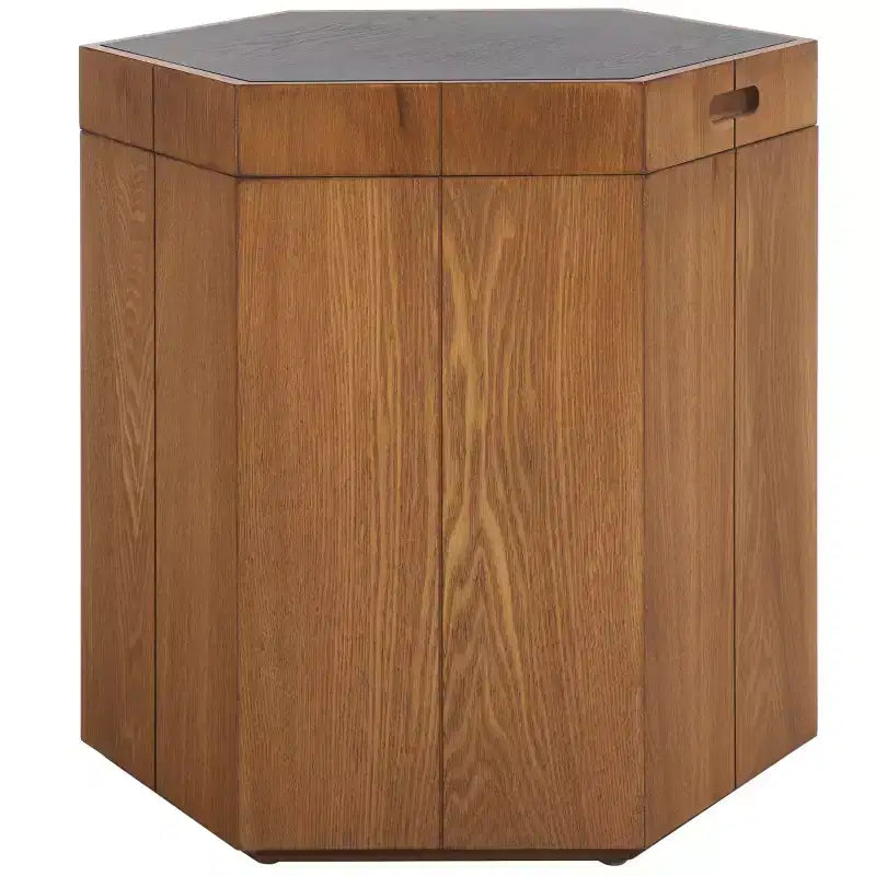 Hexagon Tray Top Accent Table with Hidden Storage - Mid-Century