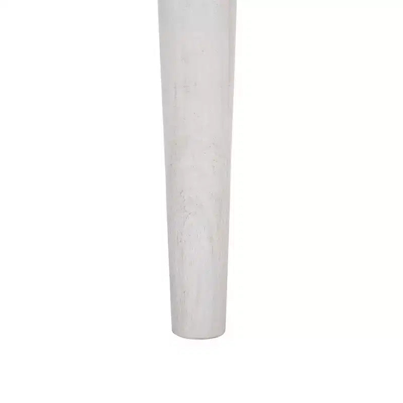 White Marble Top Side Table with Tapered Acacia Wood Legs