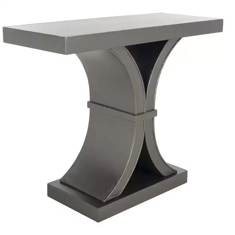 Glam Console Table with Curved Legs - Distressed Black Finish
