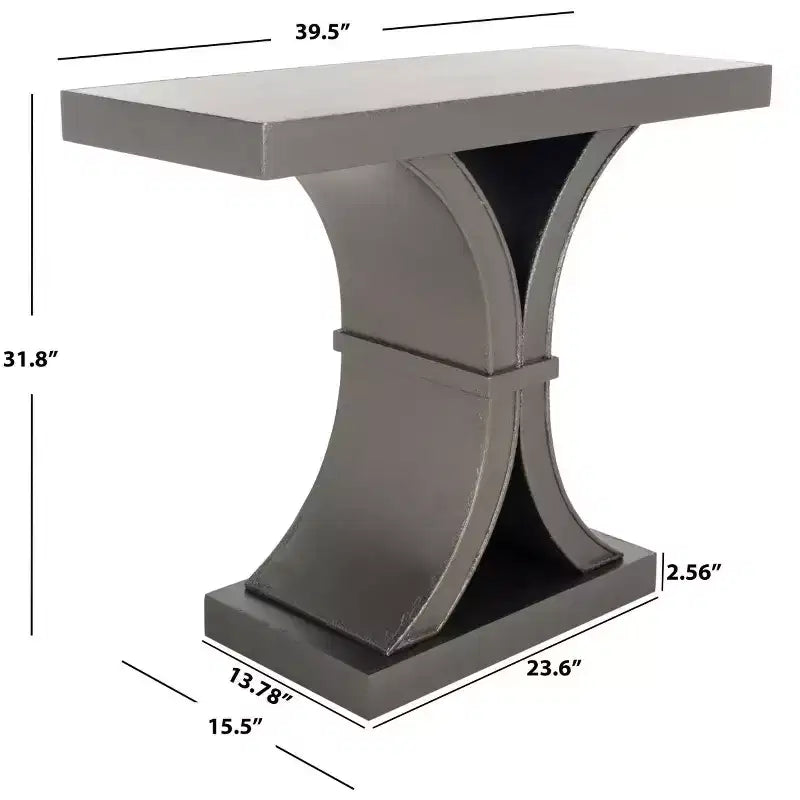 Glam Console Table with Curved Legs - Distressed Black Finish
