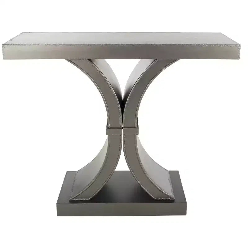 Glam Console Table with Curved Legs - Distressed Black Finish