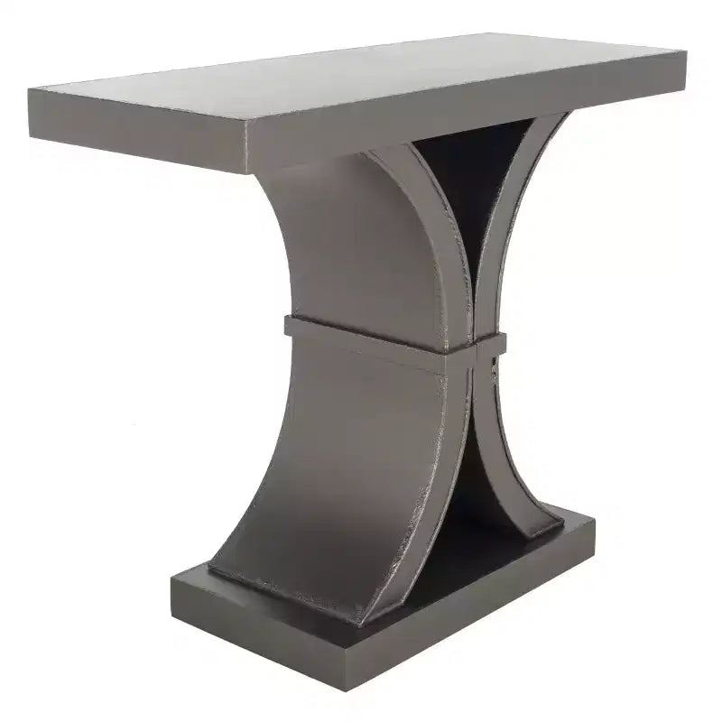 Glam Console Table with Curved Legs - Distressed Black Finish