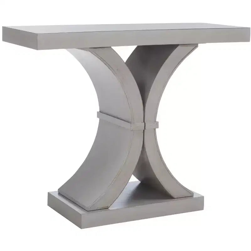 Glam Console Table with Curved Legs - Distressed Black Finish