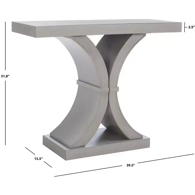 Glam Console Table with Curved Legs - Distressed Black Finish