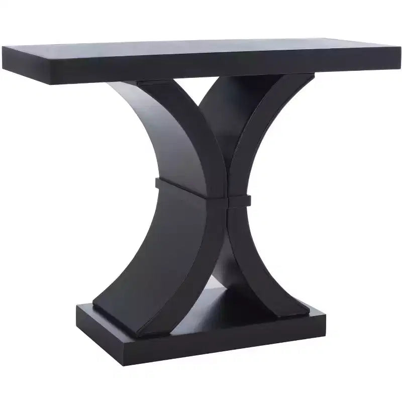 Glam Console Table with Curved Legs - Distressed Black Finish
